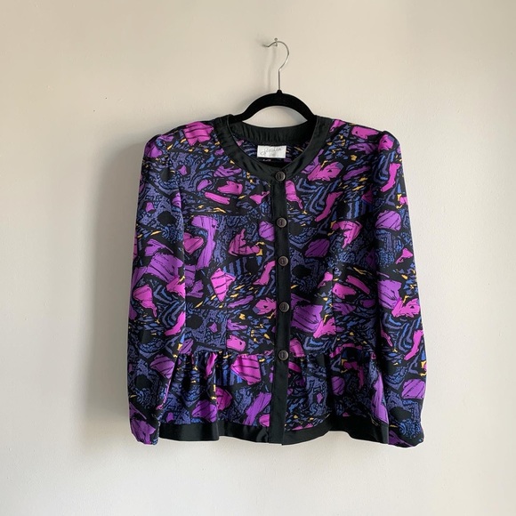 80’s Vintage Ruffle Waist Blouse - Picture 6 of 7